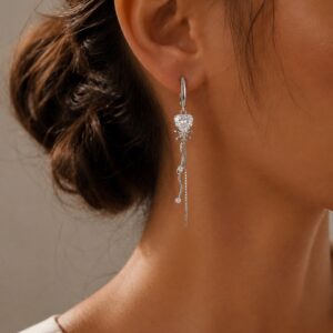 Heart Drop Silver Earrings