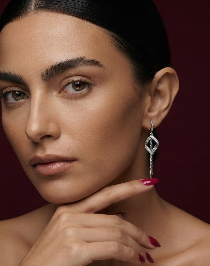 Chain Drop Silver Earrings - Image 3