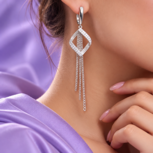 Chain Drop Silver Earrings