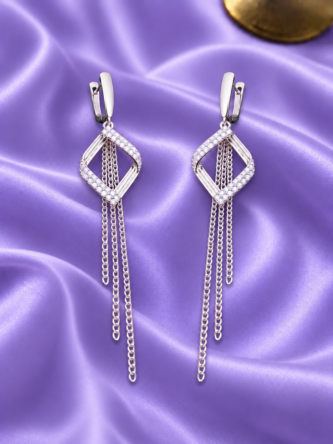 Chain Drop Silver Earrings - Image 5